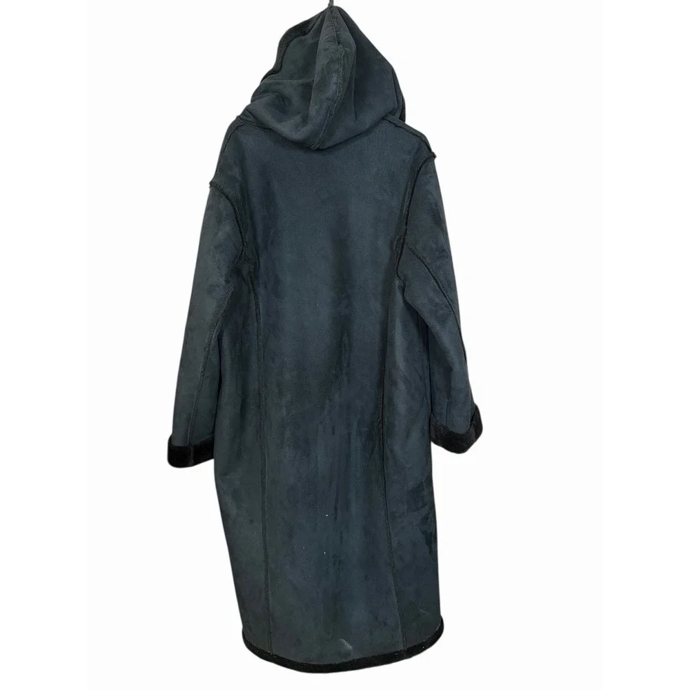 VTG Witch Winter Mystical Boho Penny Lane Coat XL Vegan Suede Long Hooded Jacket